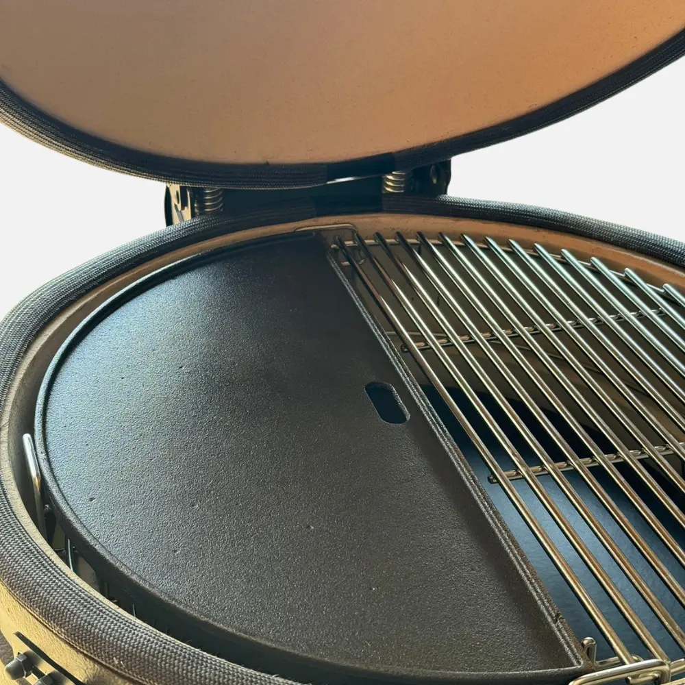 Plaque de cuisson réversible en fonte en demi-lune