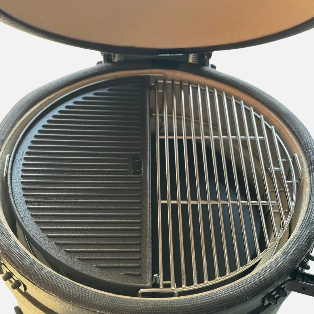 Plaque de cuisson réversible en fonte en demi-lune