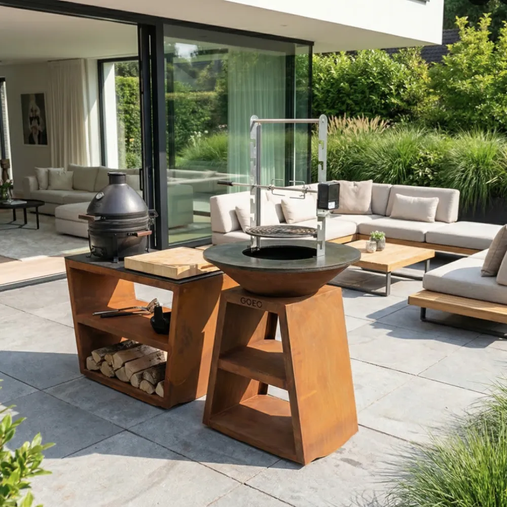 trio82c2 brasero barbecue plancha acier corten