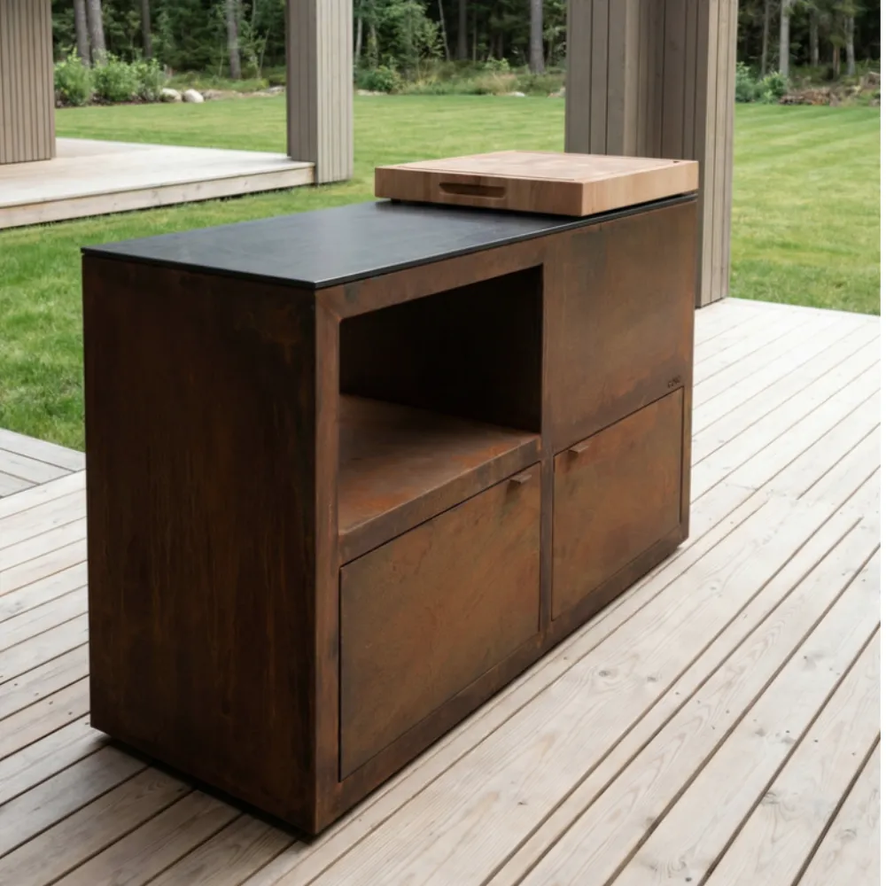 desserte ilot comptoir brasero corten.webp