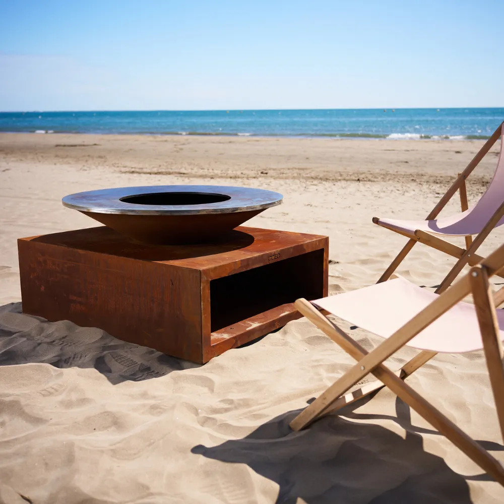 brasero plancha acier corten