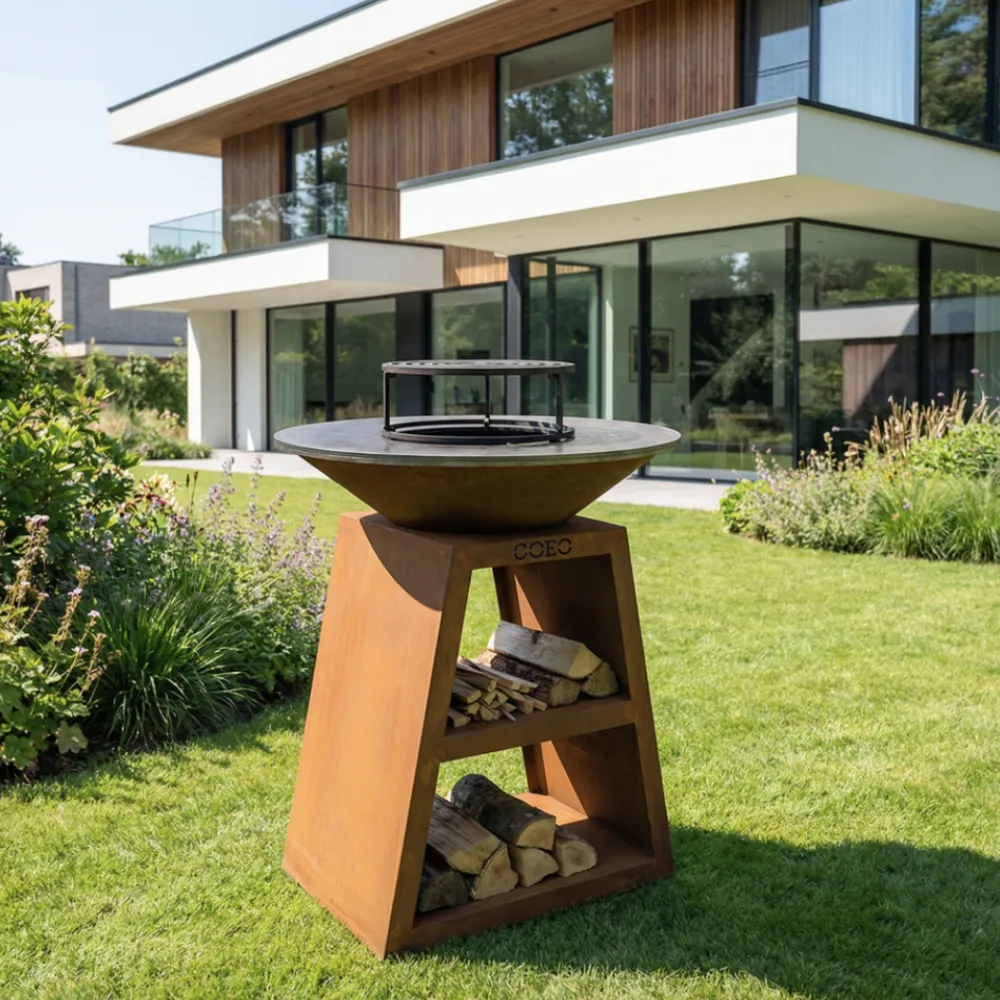 trio82c2 brasero barbecue plancha acier corten