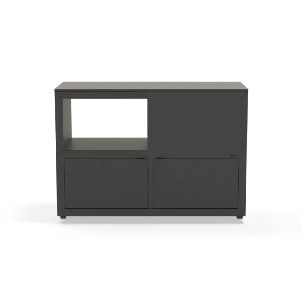 [ISLANDB] Îlot de Cuisine Extérieure pour Brasero et Barbecue avec Évier en Option (Acier galvanisé laqué noir, Sans évier)