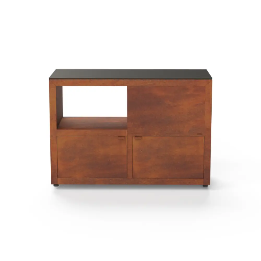 [ISLANDC] Îlot de Cuisine Extérieure Trapèze pour Brasero et Barbecue avec Évier en Option (Acier Corten, Sans évier)