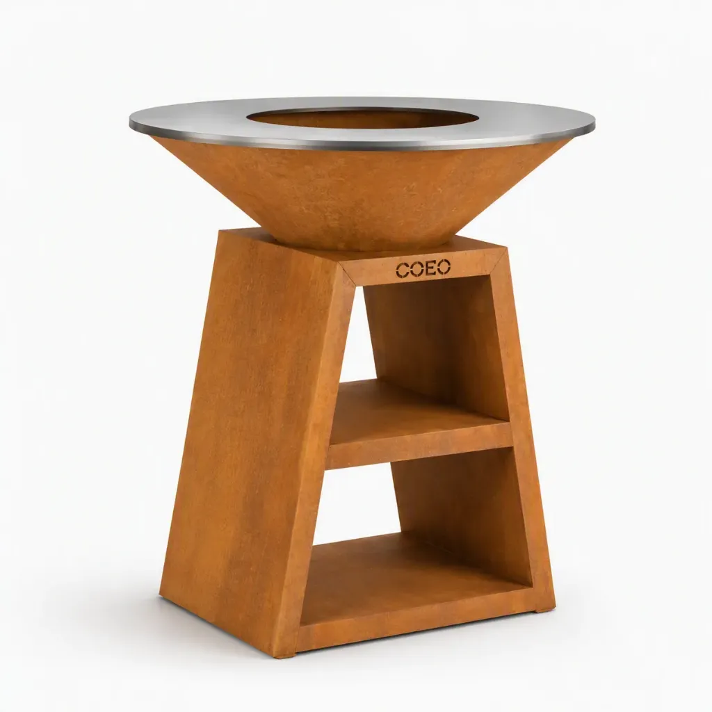 [TRIO98C] TRIO Ø98cm Fire Pit Plancha Barbecue (CORTEN STEEL, 110cm)