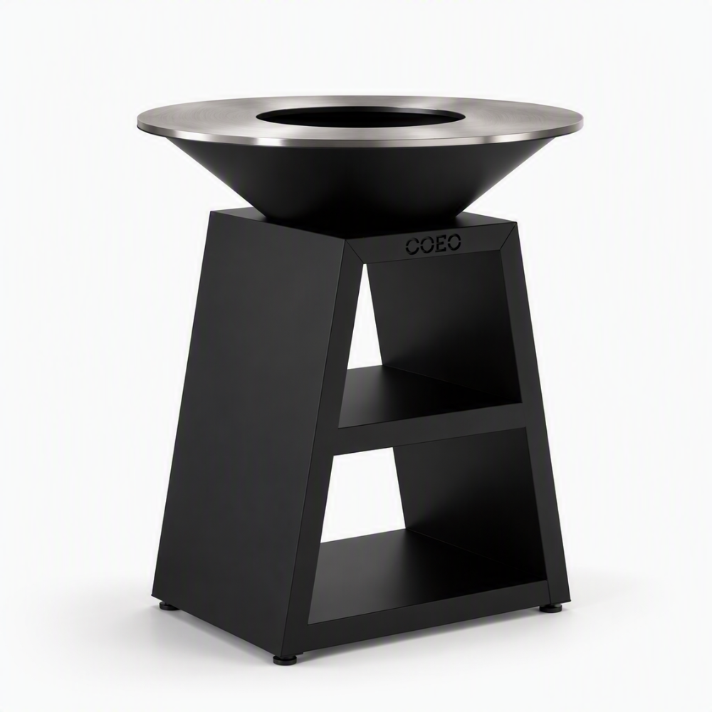 [TRIO82B2] TRIO Ø82cm Fire Pit Plancha Barbecue (Black powder-coated galvanized steel)