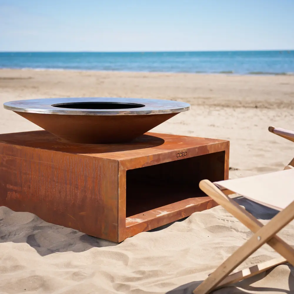 [C-U-TRAILER82C2] Brasero bas Trailer acier corten (82cm, 55cm)